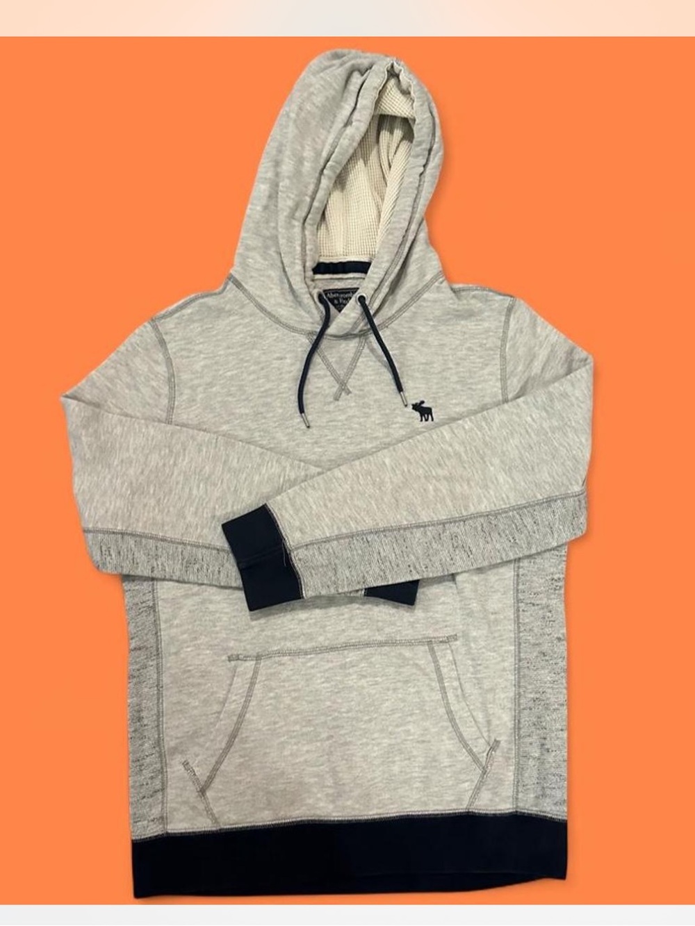 Abercrombie & Fitch Light Gray Hooded Sweatshirt with Black Trim